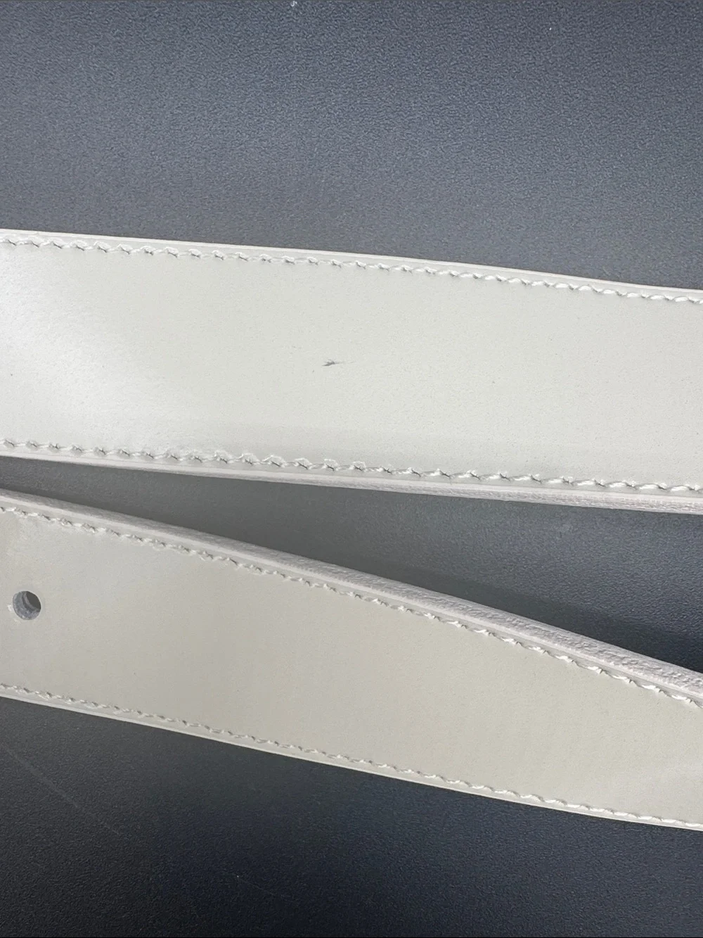 Berge Soft Cream Leather Belt with Brushed Silver Buckle Made in Italy Size M